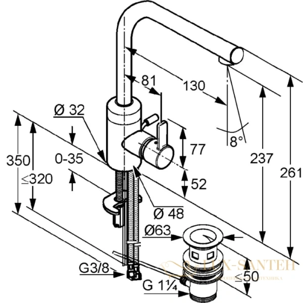 смеситель для раковины kludi zenta 382940575 с донным клапаном, хром