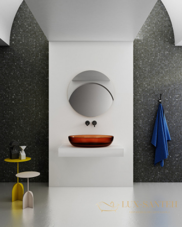 раковина накладная прозрачная abber kristall at2801opal, 60х40 см, коричневый