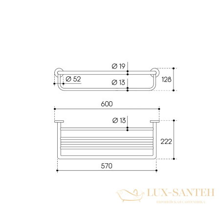 полка для полотенец 600 мм, aqueduto ponto pon0800, хром