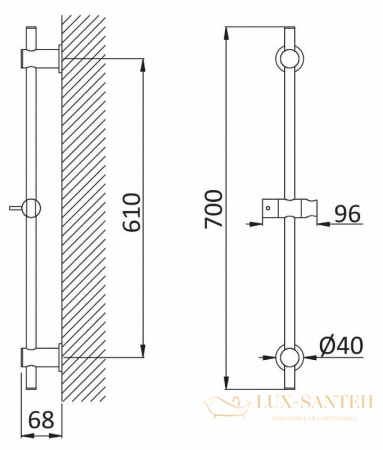 душевая штанга cezares czr czr-b-sd-bio, белый матовый