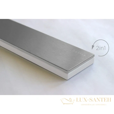 душевой канал bettoserb confluo frameless white glass line 13701216 950 мм, матовый хром, белый глянец