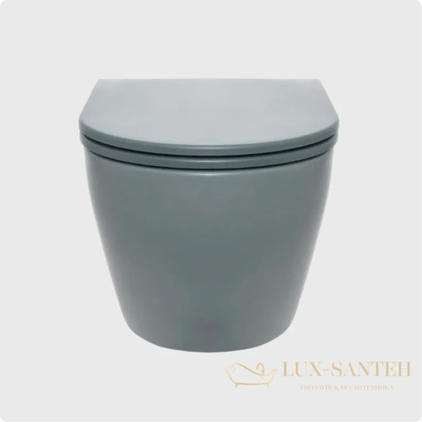 унитаз подвесной безободковый aquame aqm2002mgr, с быстросъемным сиденьем softclose, серый матовый