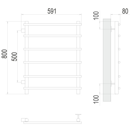 полотенцесушитель водяной terminus квинта 4670078530172 п6 500x800 с боковым подключением 500