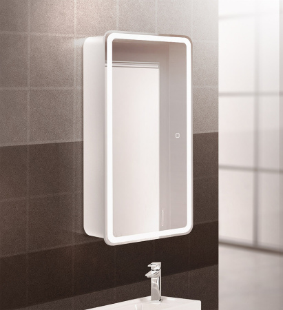 зеркальный шкаф belbagno marino spc-mar-400/800-1a-led-tch 40 см с подсветкой, белый