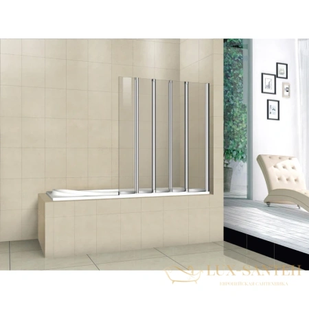 шторка для ванны cezares pratico-v-5 pratico-v-5-120/140-p-cr-r 120 см, стекло рифленое