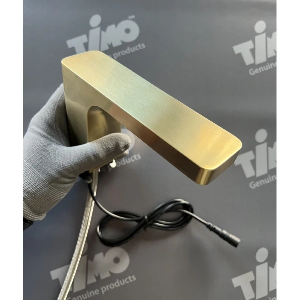 смеситель timo torne 4313/17f для раковины бесконтактный, золотой матовый