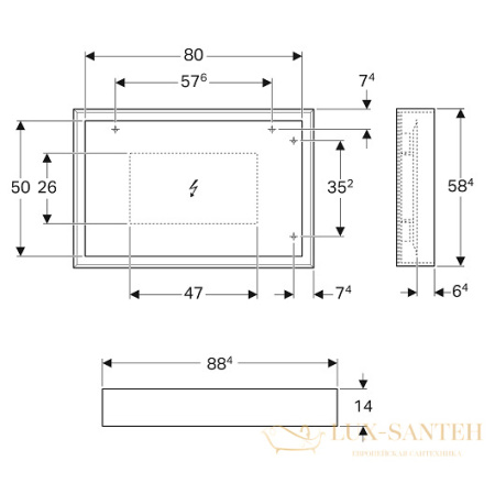 зеркало geberit citterio 500.572.ji.1 884х584 мм, светлый дуб
