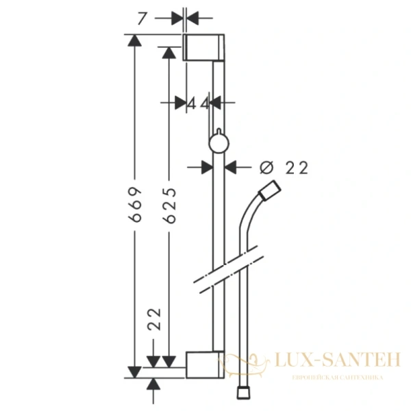 штанга для душа hansgrohe unica'croma 65 см (26503000)