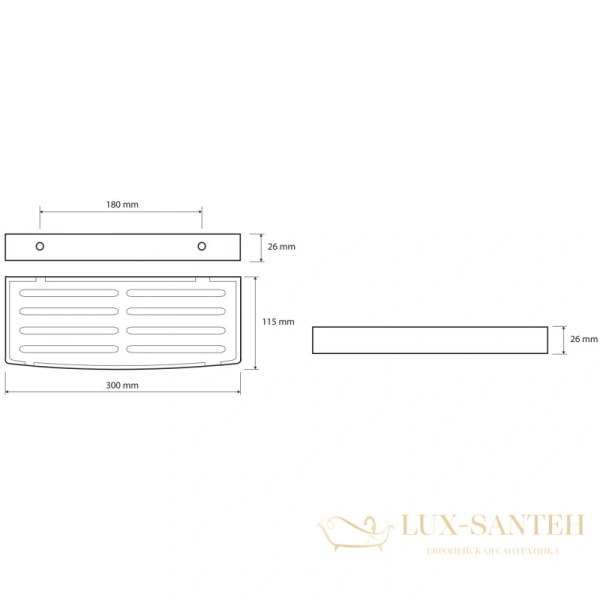 полка 30 см bemeta dark 102308080, черный матовый
