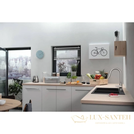 смеситель для кухни hansgrohe focus m42 с вытяжным изливом сталь (71800800)