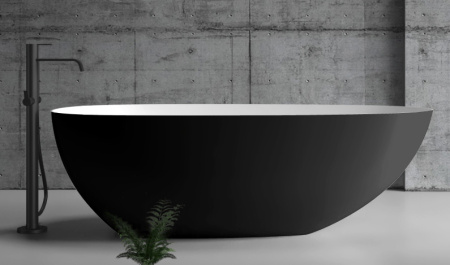 акриловая ванна abber ab9211mb, цвет черный матовый