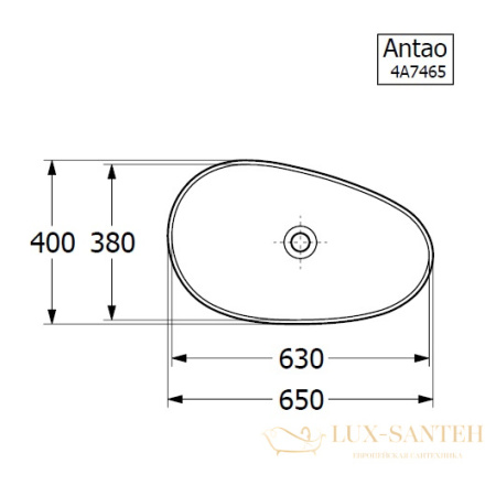 раковина накладная villeroy&boch antao 4a7465r1, 65x40x14,6 cм, ceramicplus, без перелива, белый глянцевый