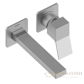 смеситель для раковины встраиваемый, bossini aki z00731.094, без донного клапана, внешняя часть,  никель шлифованный
