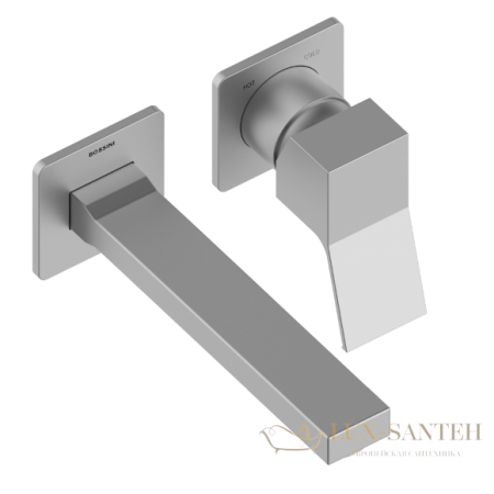 смеситель для раковины встраиваемый, bossini aki z00731.094, без донного клапана, внешняя часть,  никель шлифованный