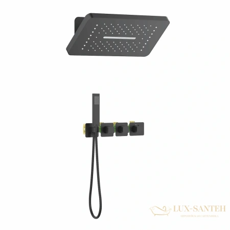 душевая система для душа термостатическая встраиваемая timo petruma sx-5249/03sm, черный матовый