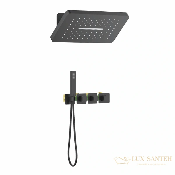 душевая система для душа термостатическая встраиваемая timo petruma sx-5249/03sm, черный матовый