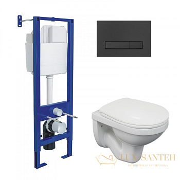 комплект berges 043335: подвесной унитаз gamma с системой инсталляции atom 410 и панелью смыва, черный матовый