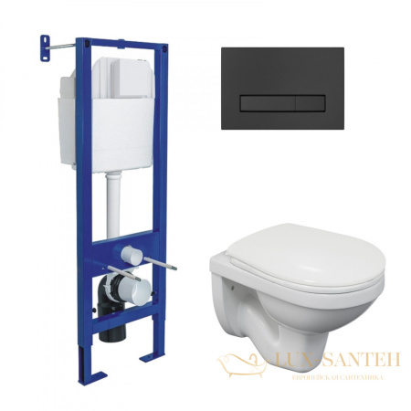 комплект berges 043335: подвесной унитаз gamma с системой инсталляции atom 410 и панелью смыва, черный матовый