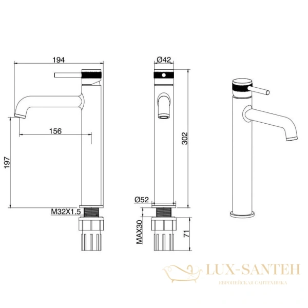 смеситель для раковины allen brau priority 5.31002-31 без донного клапана, черный матовый