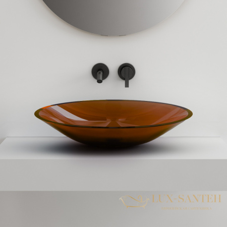 раковина накладная прозрачная abber kristall at2812opal, 53,5х42,5 см, коричневый