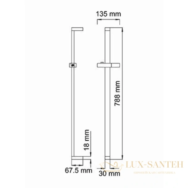 стойка для душа wasserkraft a037 79 см, хром