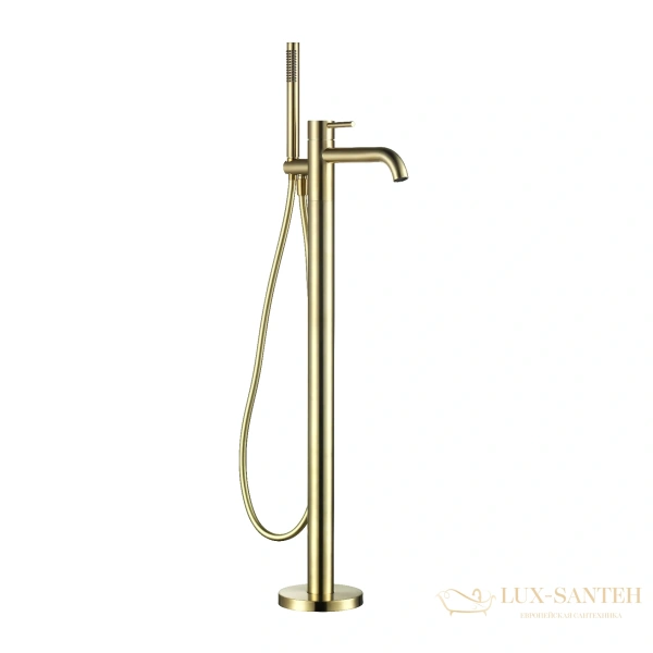 смеситель для ванны напольный aquame siena aqm6218bg, золото брашированное