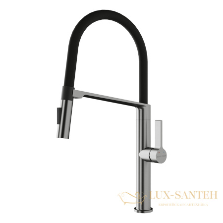 смеситель для кухни с гибким изливом paulmark barrel ba214029-bs, нержавеющая сталь