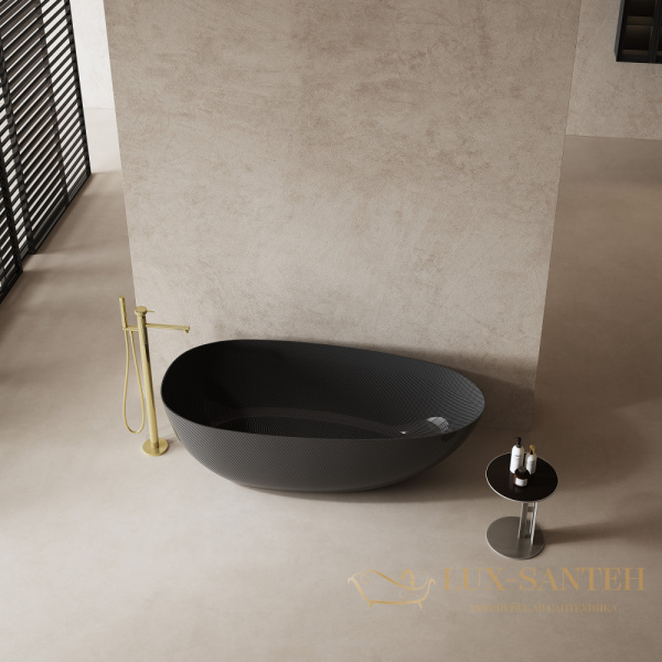 ванна свободностоящая из карбона abber karbon ak9011-1.7, 170х80х55h см, черный глянцевый