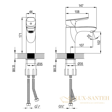 смеситель для раковины lemark selena lm0806c, хром