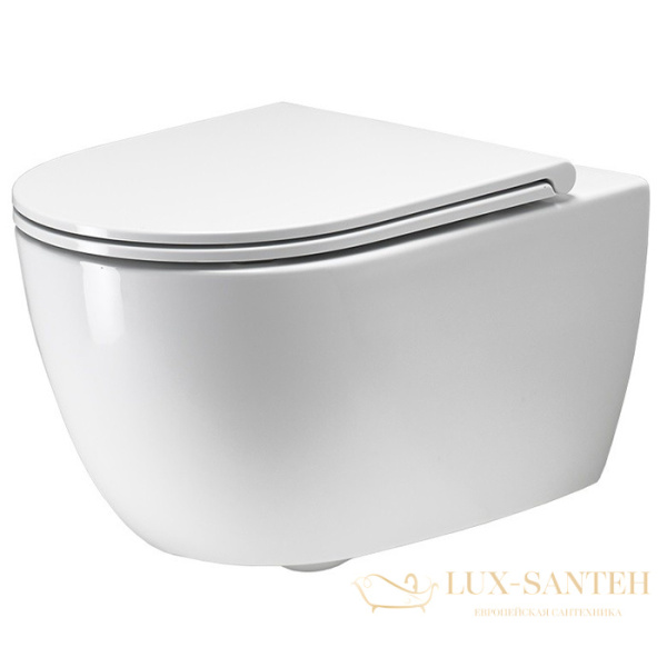 унитаз подвесной безободковый simas trevi tr 18 bia, 370х560х310h мм, белый глянцевый