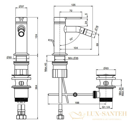 смеситель для биде, fima carlo frattini snap f3112os, золото брашированное
