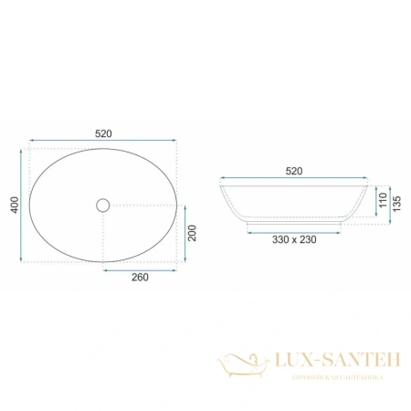 раковина rea margot rea-u8709 52х40 см, голубой/золотой