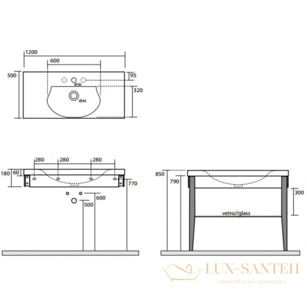 раковина kerasan bentley 393201*1 120х50 см, белый