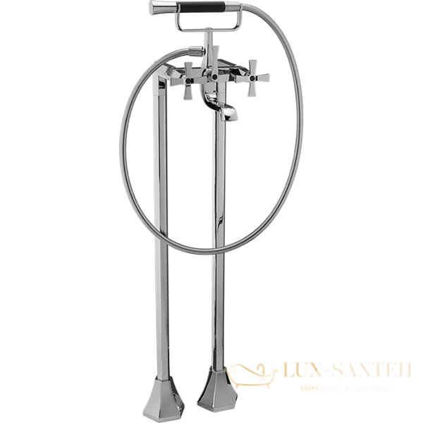 смеситель напольный cisal cherie, cx0042006t, с душевым комплектом, хром/черный матовый