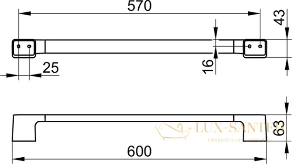полотенцедержатель 600 мм, keuco aveno 14601010600, хром