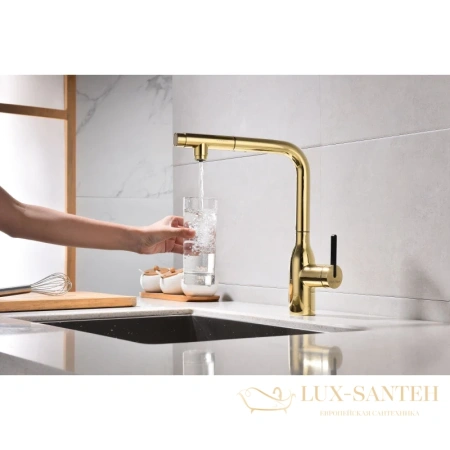 смеситель paulmark viper vi213105-g для кухни с подключением к фильтру, золотой