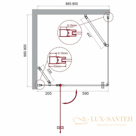 душевой уголок belbagno etna etna-a-12-90-c-cr 90х90 см профиль хром, стекло прозрачное 