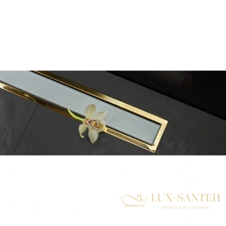 душевой канал bettoserb confluo premium white glass gold line 13100119 300 мм, белый глянец/золотой, золотой/матовый хром