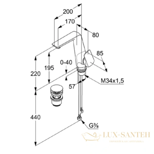 смеситель для раковины kludi ameo 410250575 с донным клапаном, хром