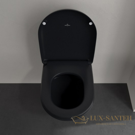 унитаз подвесной villeroy&boch antao 4674t0r7 pure black ceramicplus, безободковый, торнадо, черный матовый