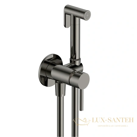 гигиенический набор со встроенным смесителем aquame siena aqm6217gm, оружейная сталь