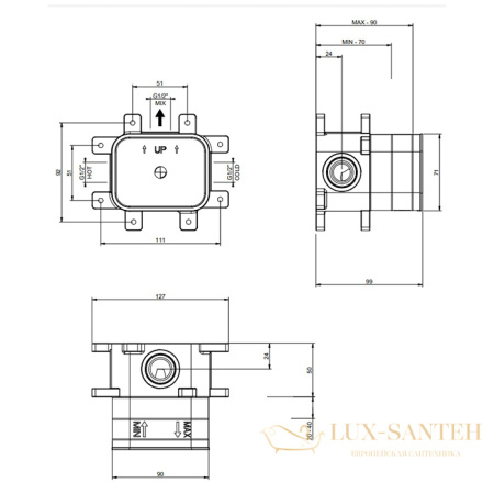 встраиваемая часть gessi emporio via manzoni 38455.031,  смесителя для душа, хром