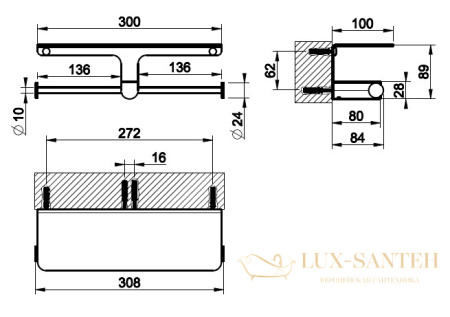 бумагодержатель двойной gessi rilievo 59450.030 с полочкой для телефона, copper pvd