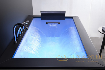 ванна акриловая гидромассажная gemy g9258, белый, черный