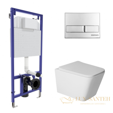 комплект berges 043399: подвесной унитаз sigma с системой инсталляции novum 525 и панелью смыва, хром глянцевый