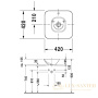 раковина накладная duravit bacino 0333420000 420х420 мм, белый