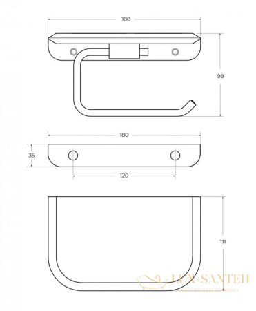 держатель для туалетной бумаги с полкой для телефона cezares liner-phm-gm, оружейная сталь брашированная