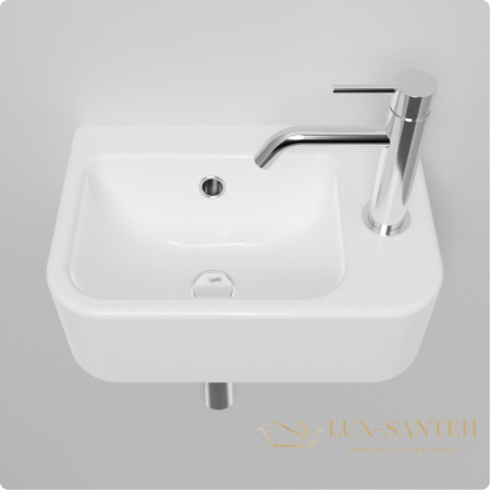 раковина подвесная aquame, aqm5006r, 375*245 мм, 1 отверстие под смеситель, правосторонняя, белый глянцевый