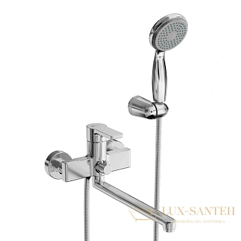 смеситель для ванны lemark aura lm0651ch, универсальный, с душевым набором, поворотным изливом 300 мм, хром