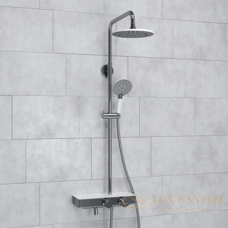 душевая система wasserkraft aller a113.067.058.ch thermo 225 мм, хром/белый